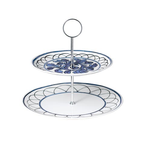 Heritage Blue Bird 2 Tiered Cake Stand