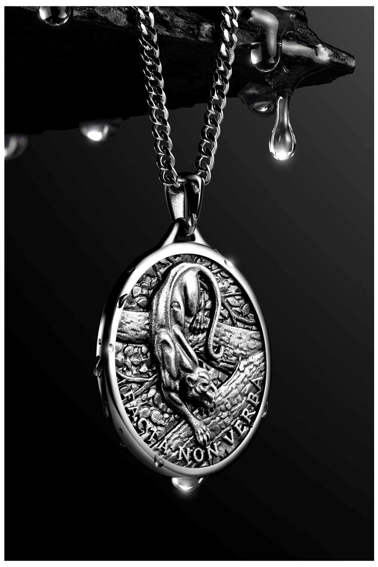 The Panther Pendant Necklace, Alternate, color, SILVER