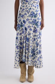 Isabel Marant Sakura Floral Ikat Print Stretch Silk Skirt