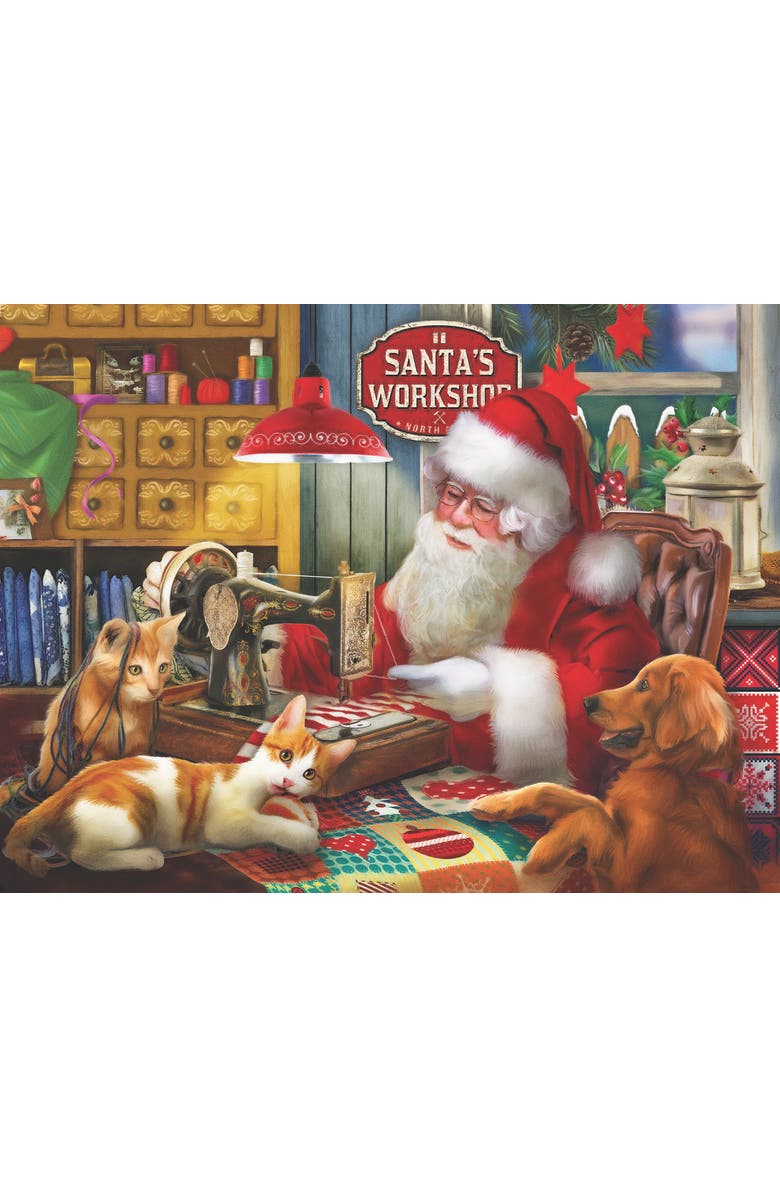Sunsout Santa's Quilting Workshop 300 piece Jigsaw Puzzle for Adults, Alternate, color, Multicolor