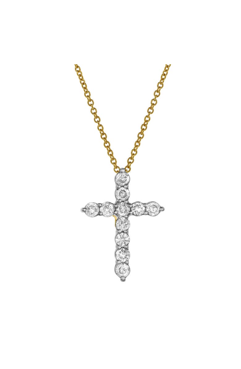 LuvMyJewelry Petite Cross Diamond Pendant in 10K Yellow Gold, Main, color,