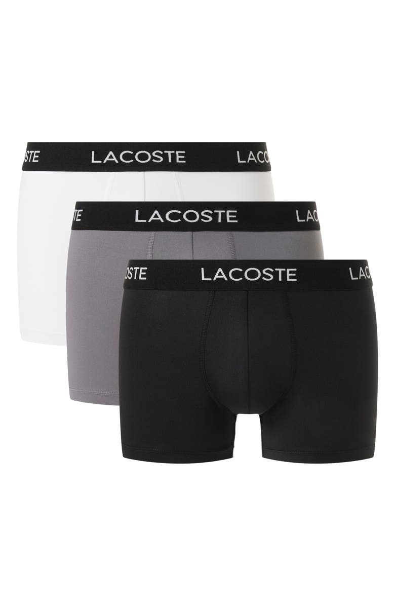 Lacoste Assorted 3-Pack Stretch Cotton Boxer Briefs, Alternate, color, Black/ Lead Grey/ White