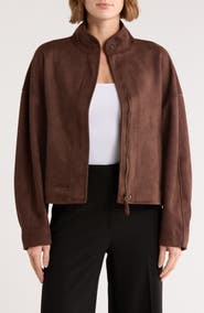 MAX STUDIO Faux Suede Full Zip Jacket