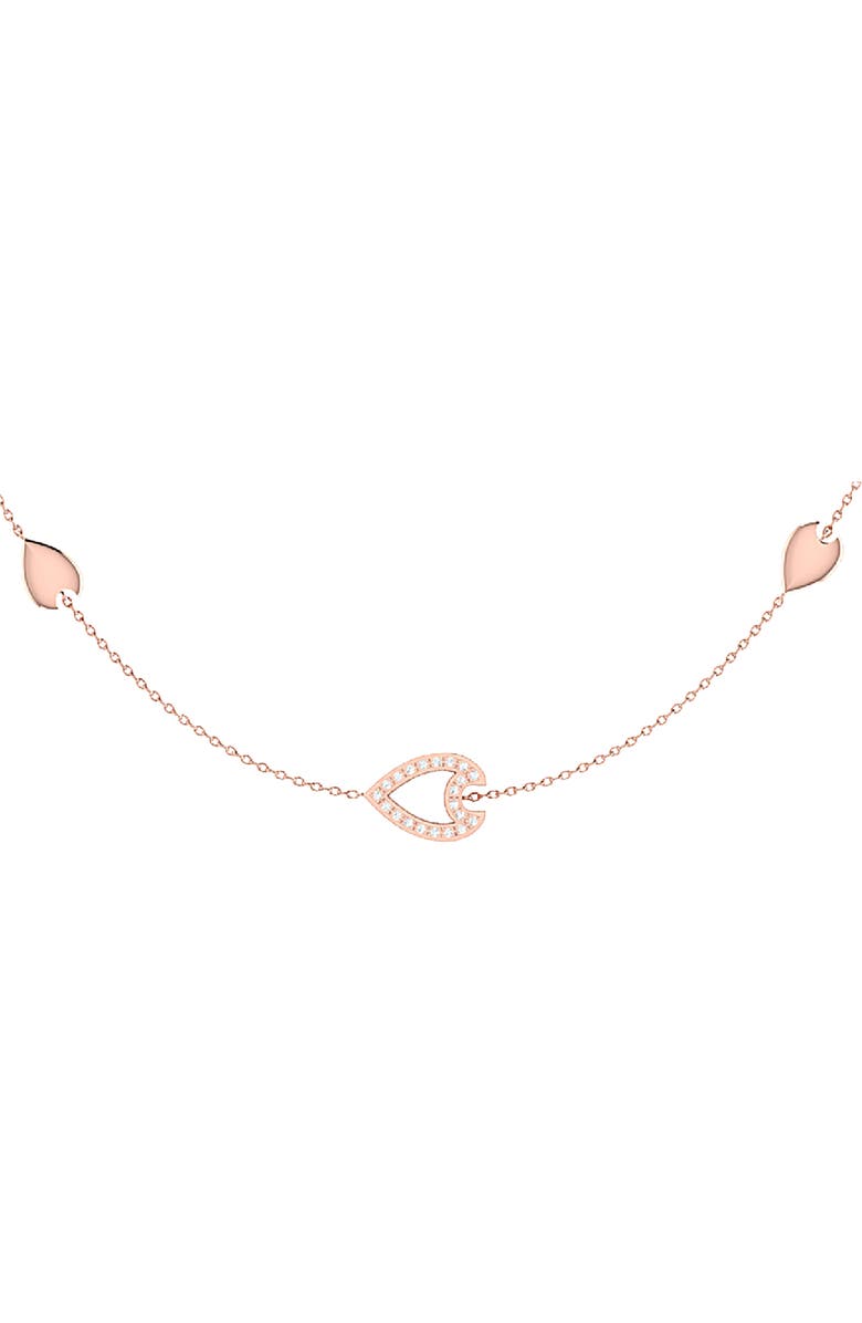LuvMyJewelry Avani Open Raindrop Diamond Station Necklace, Alternate, color, 14Kt Rose Gold Vermeil