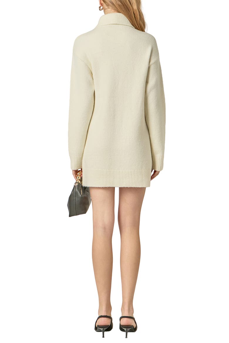 Detachable Bow Long Sleeve Sweater Minidress, Alternate, color, CREAM