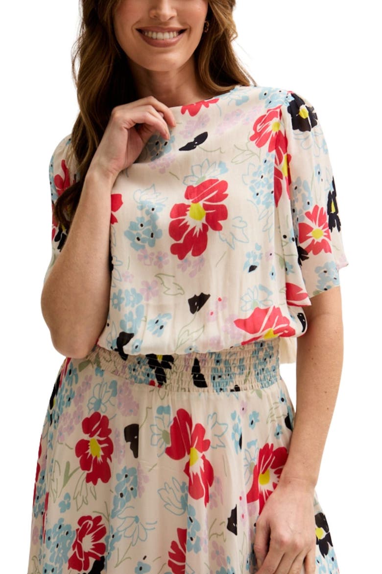 Galaxy Cowl Neck Poppy Print Midi Dress, Alternate, color, Open Miscellaneous