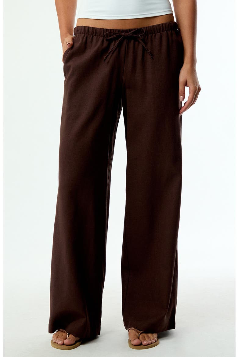 Alisa Linen Blend Wide Leg Pants, Main, color, BROWN