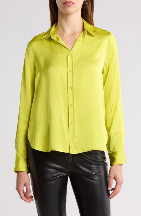 Long Sleeve Satin Button-Up Shirt