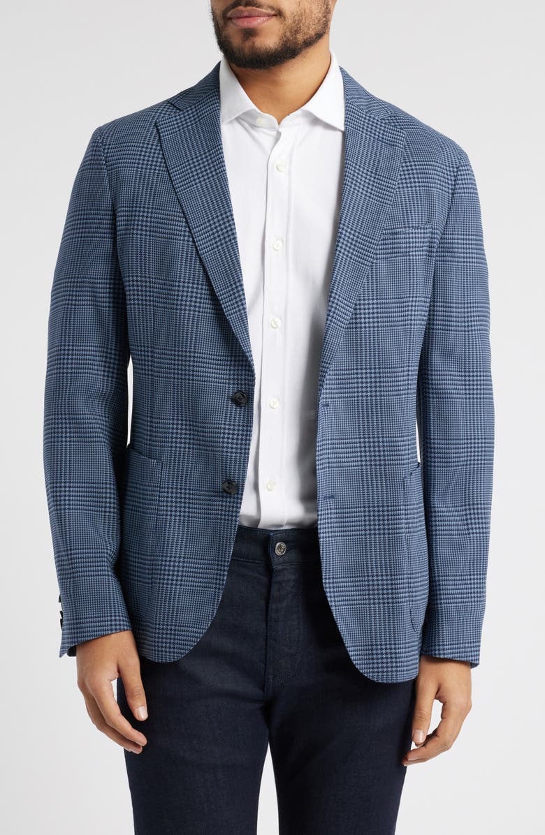 BOSS Hanry Slim Fit Blue Glen Check Stretch Wool Sport Coat, Alternate, color, Medium Blue