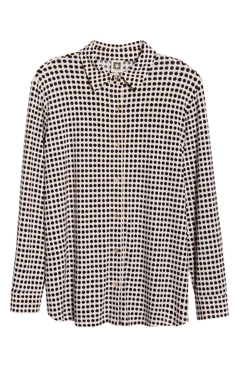 Anne Klein Polka Dot Button-Up Shirt, Alternate, color, White Dove/ Anneblack