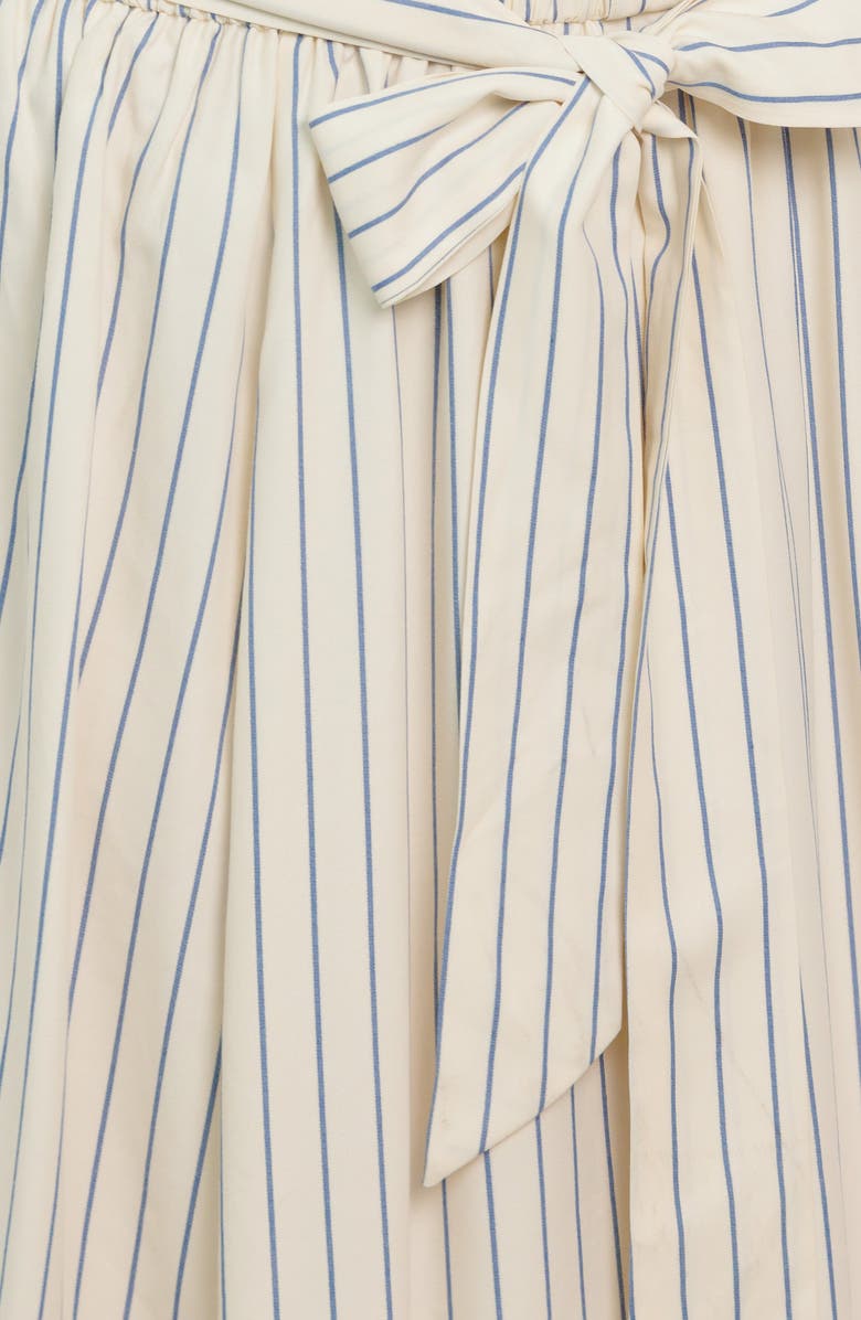 FLYING TOMATO Stripe Tie Waist Midi Dress, Alternate, color, Ivory/ Blue