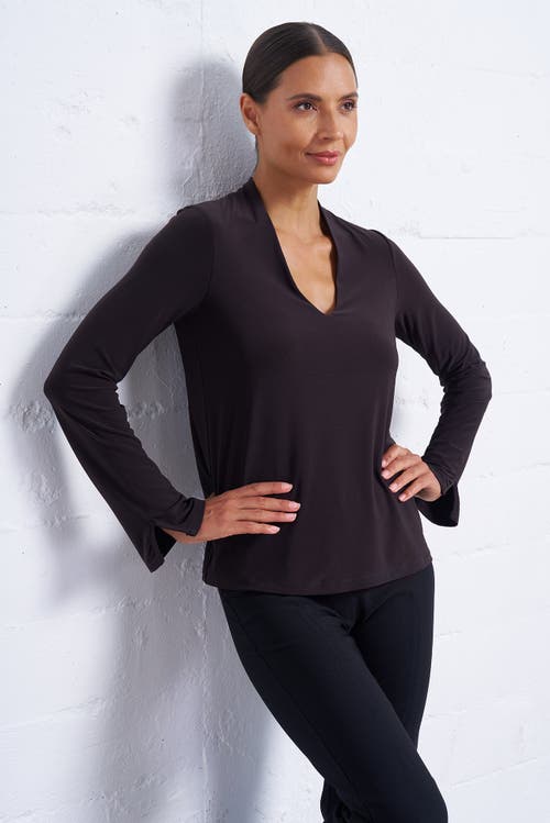 Franne Golde Luxe Stretch Long Sleeve V-neck Top