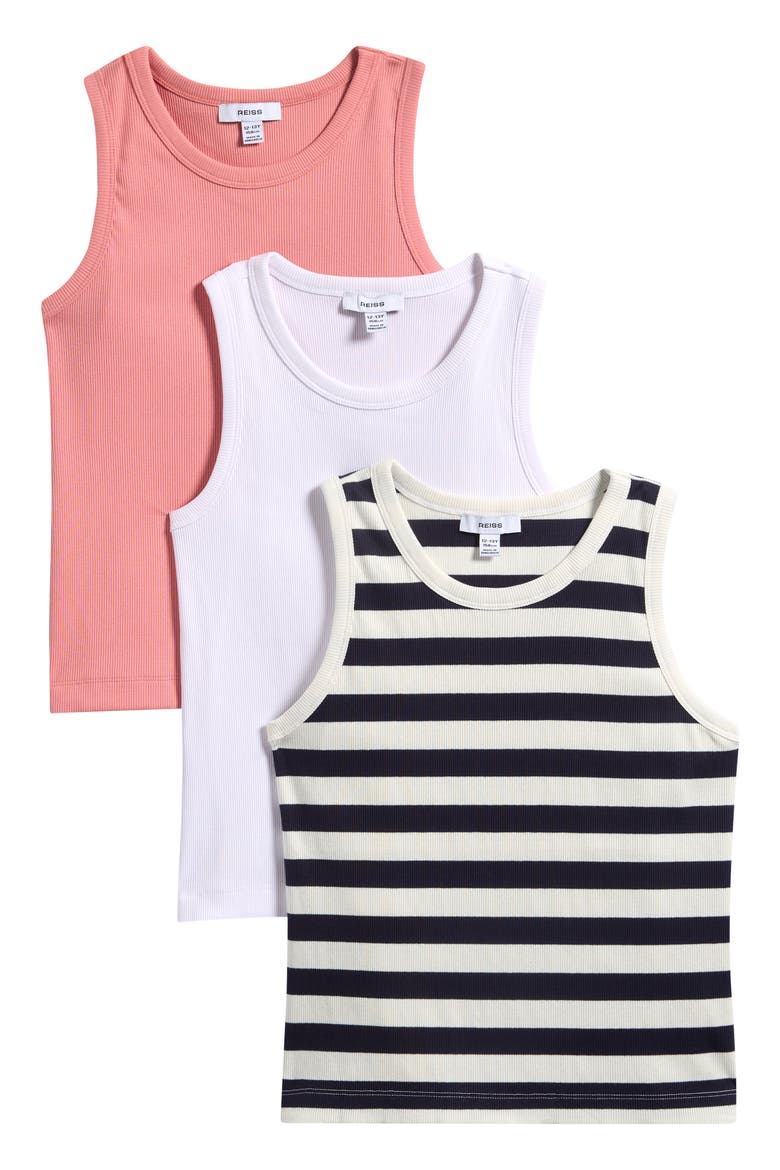 Kids' Violet Assorted 3-Pack Stretch Cotton Rib Tanks, Main, color, MULTI