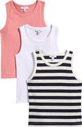 Reiss Kids' Violet Assorted 3-Pack Stretch Cotton Rib Tanks
