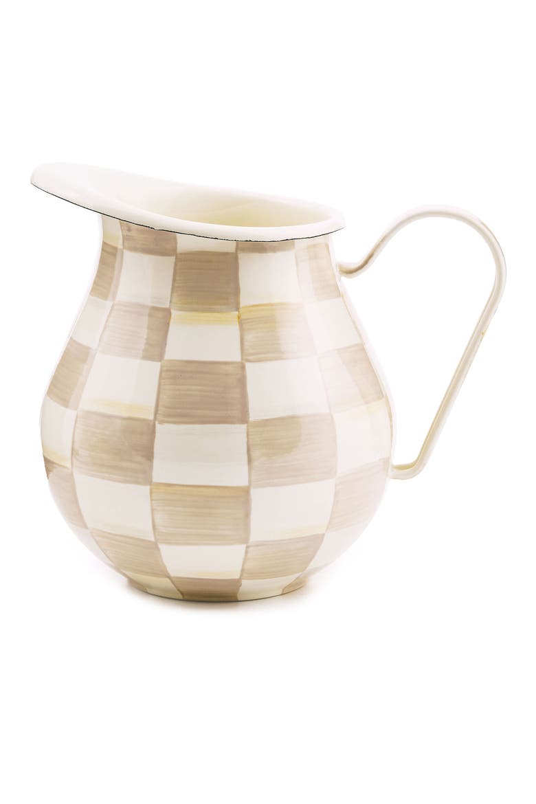 Mocha Check Enameled Steel 3-Quart Pitcher, Main, color, MOCHA