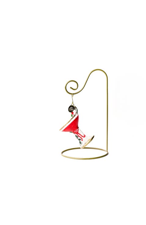 Christmas Cocktail Glass Shaped Ornament with Gold Stand