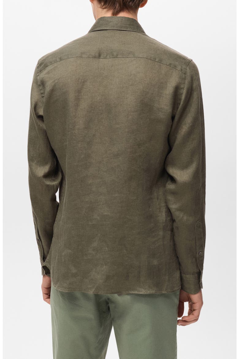 Slim Fit Linen Button-Up Shirt, Alternate, color, KHAKI GREEN