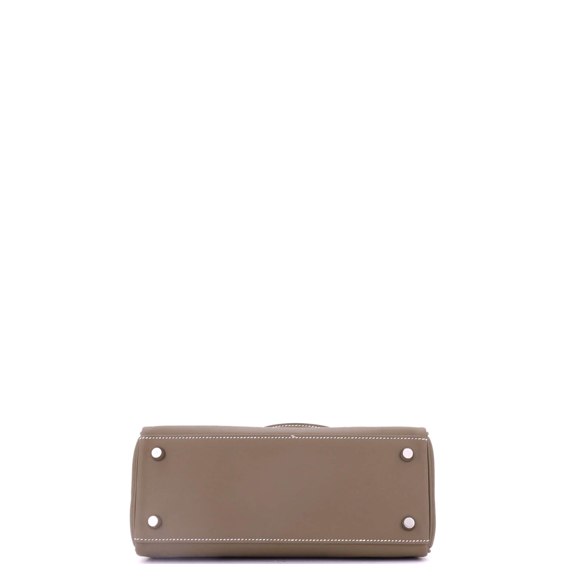 Pre-Owned Hermes Kelly Handbag Grey Swift with Palladium Hardware 25, Alternate, color, 