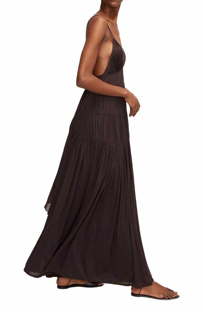 Rebecca Taylor Ruched Mesh Maxi Dress, Alternate, color,