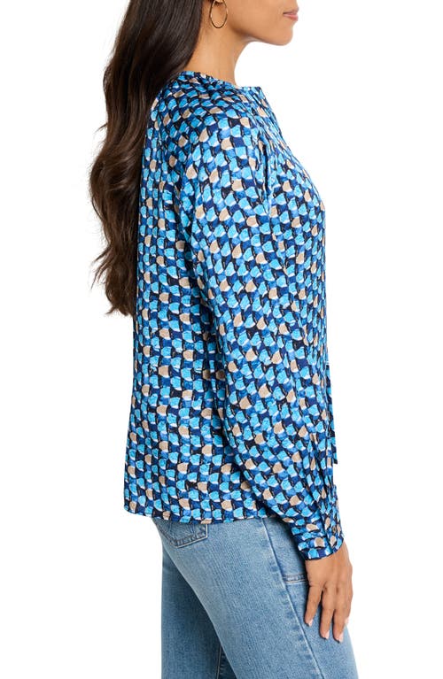 Nic + Zoe Nic+zoe Prism Glow Printed Top In Blue Multi