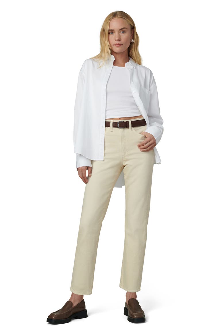 The Margot High Waist Ankle Slim Straight Leg Jeans, Alternate, color, CREME BRULEE