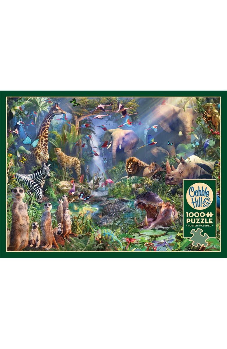 Cobble Hill 1000 Piece Puzzle Into The Jungle, Reference Poster Included, Alternate, color, Multicolored
