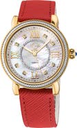 GV2 Marsala Mother of Pearl Dial Diamond Faux Leather Strap Watch, 37mm - 0.096ct.