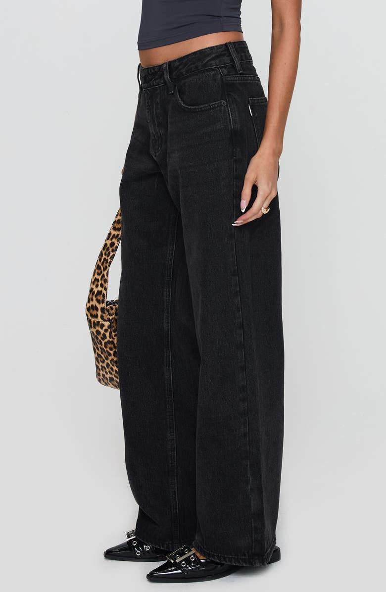 Princess Polly Serenitia Wide Leg Jeans, Alternate, color, Washed Black