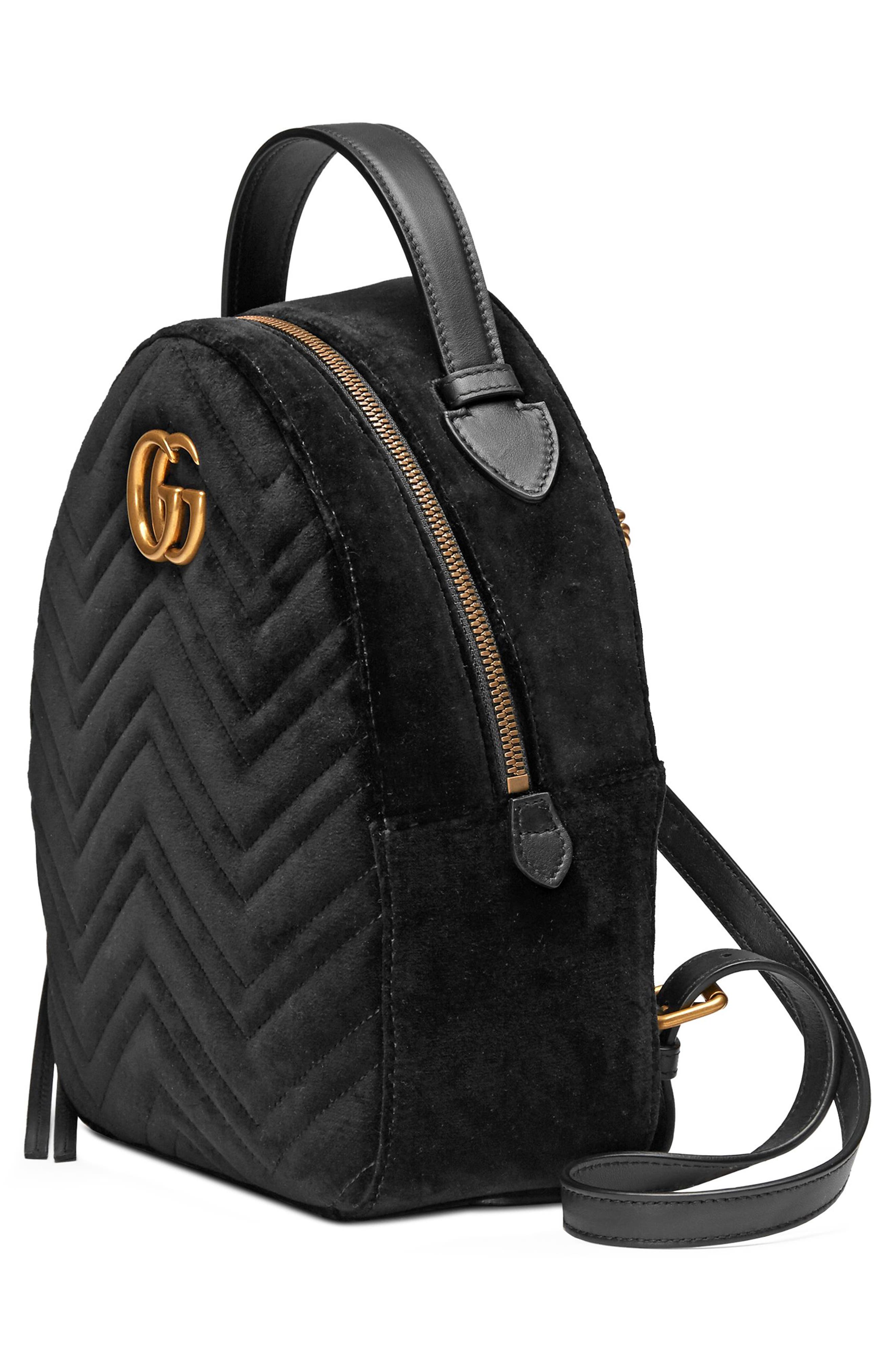 Gucci GG Marmont 2.0 Matelassé Quilted Velvet Backpack, Alternate, color, 