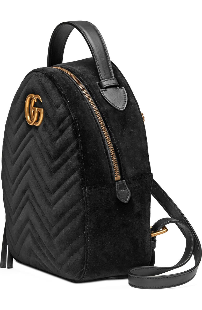 Gucci GG Marmont 2.0 Matelassé Quilted Velvet Backpack, Alternate, color,