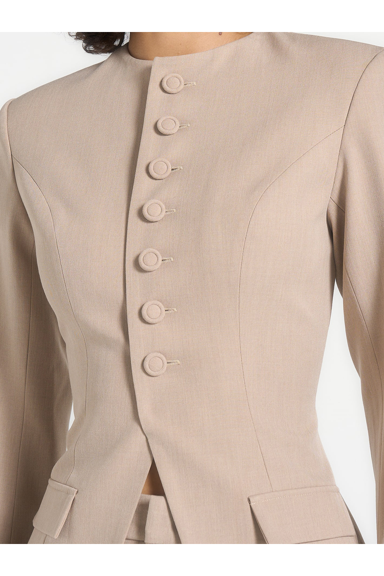 Harper Tailored Cinch Blazer With Detachable Collar, Alternate, color, Taupe