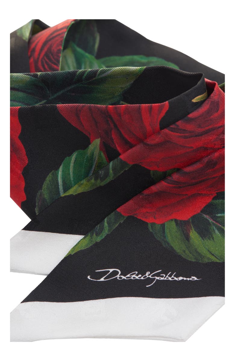 Dolce&Gabbana DG Monogram Roses Silk Twilly Scarf, Alternate, color, 