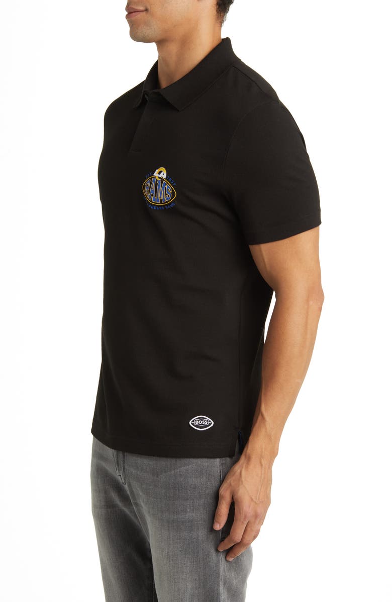 BOSS x NFL Cotton Polo, Alternate, color, Los Angeles Rams Black