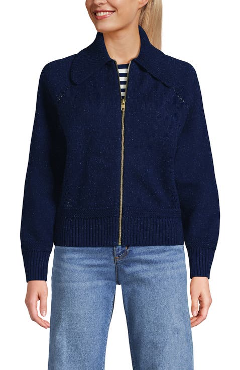 Drifter Large Collar Zip Front Cardigan Sweater