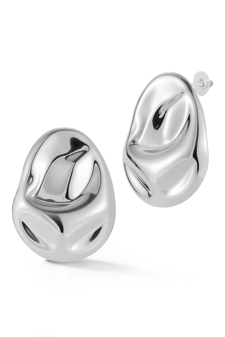 Hammered Stud Earrings, Main, color, SILVER
