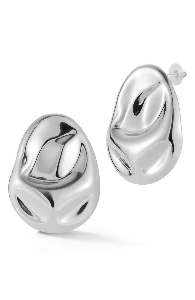 SPHERA MILANO Hammered Stud Earrings, Main, color, Silver