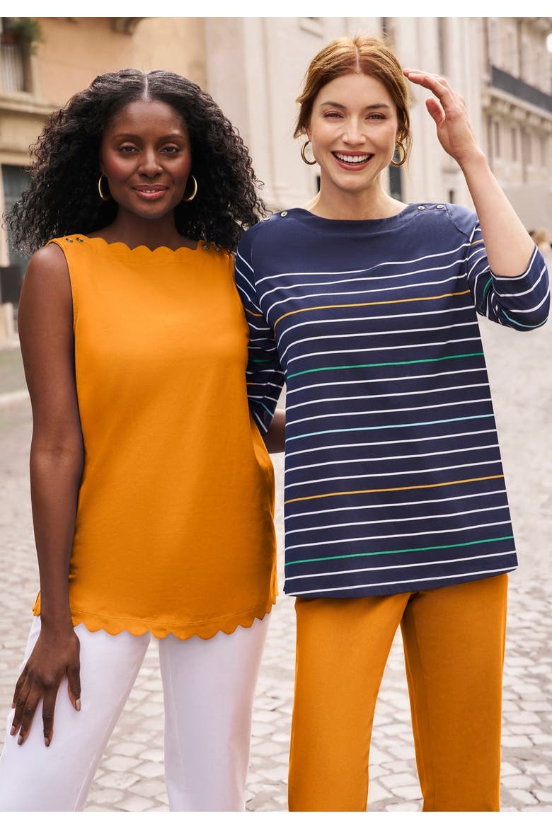 Sleeveless Scallop Boatneck Tee, Alternate, color, VIVID RED