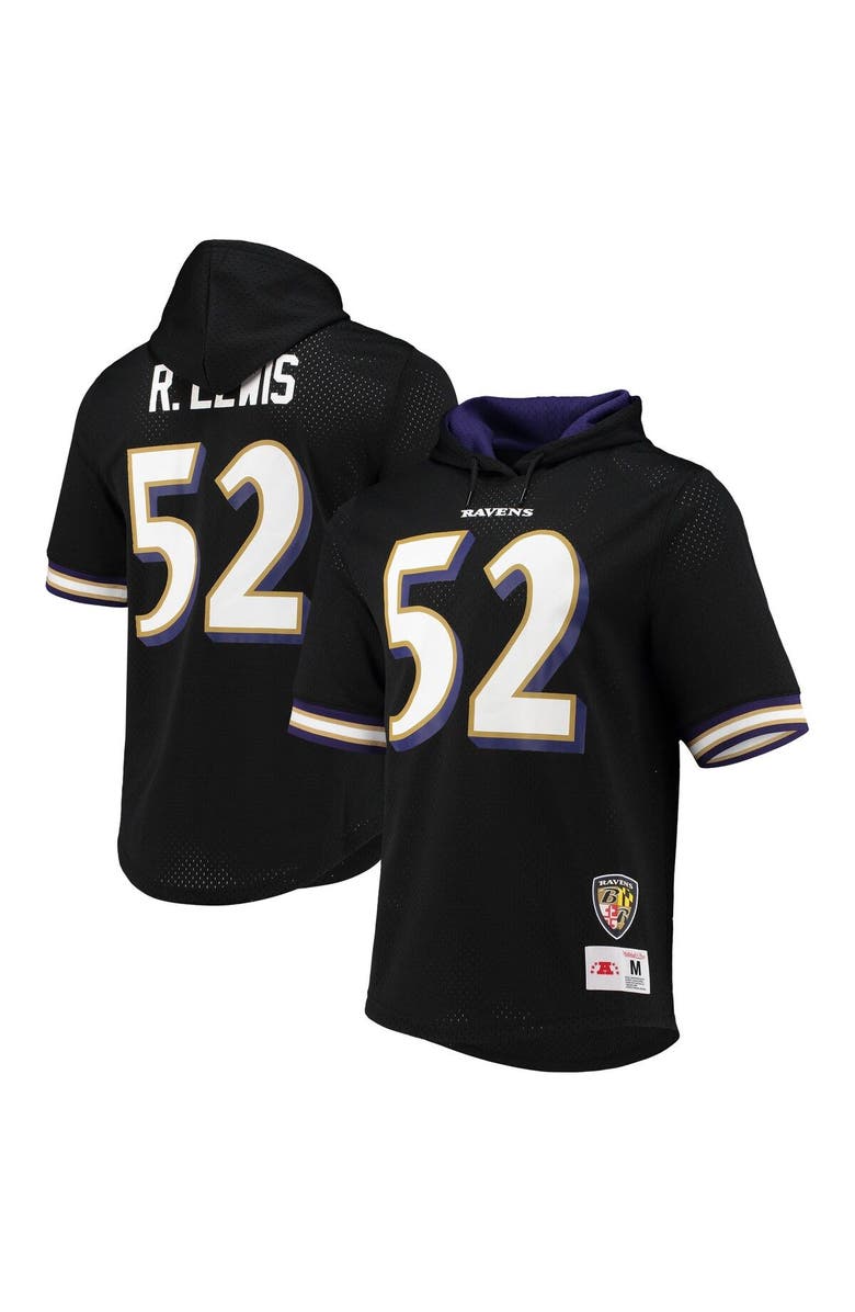 Mitchell & Ness Men's Mitchell & Ness Ray Lewis Black Baltimore Ravens Retired Player Mesh Name & Number Hoodie T-Shirt, Alternate, color,