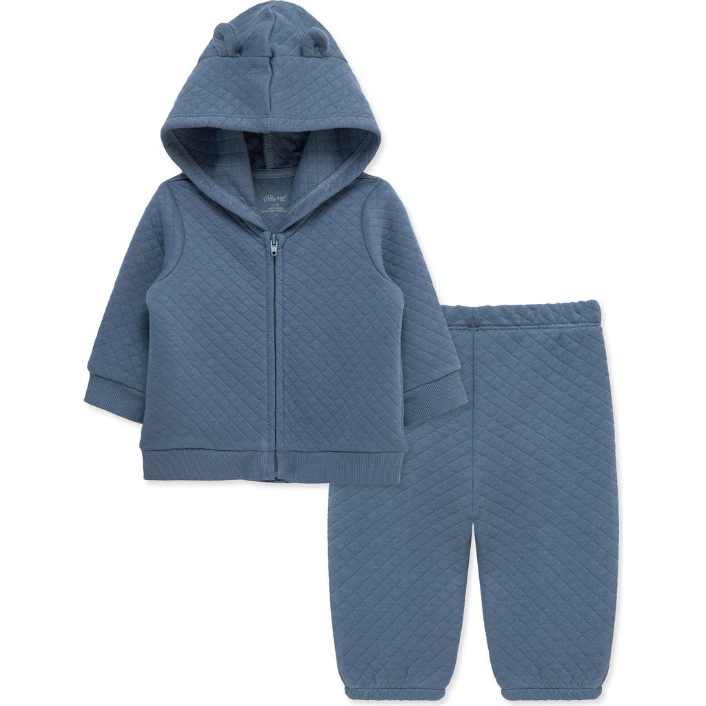 Little Me Quilted Hoodie & Joggers Set In Blue