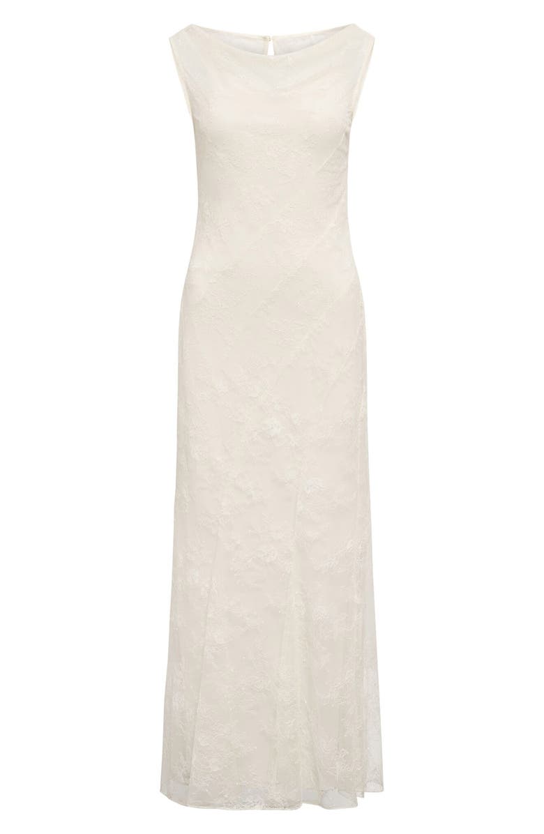 Ever New Jenna Paneled Lace Midi Dress, Alternate, color, Ecru