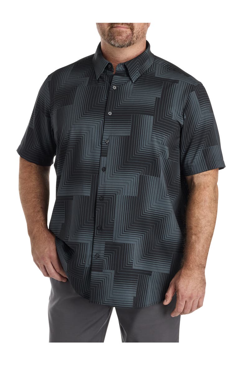 Big & Tall Multi Patterned Performance Sport Shirt, Main, color, BLACK