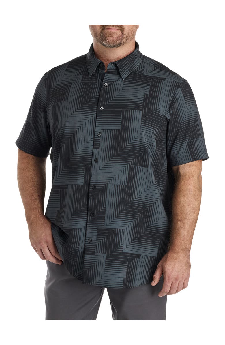 Perry Ellis Big & Tall Multi Patterned Performance Sport Shirt, Main, color, Black