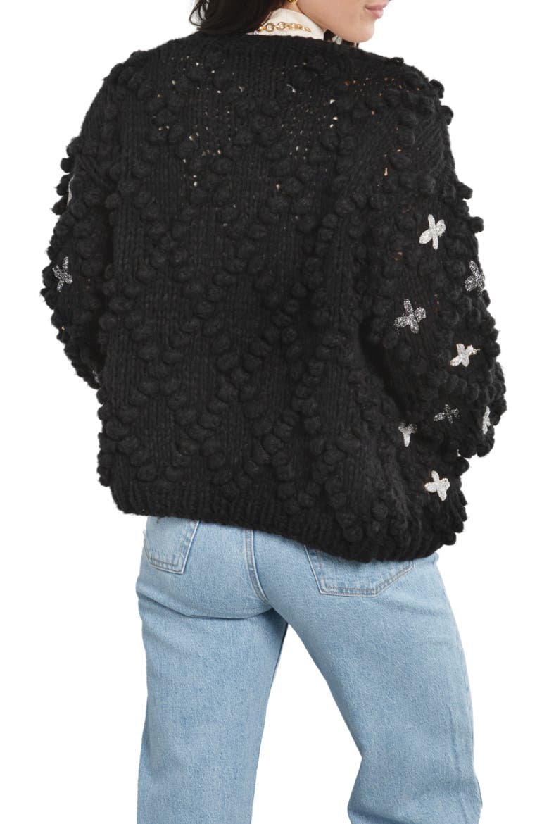 Aria Crochet Cardigan, Alternate, color, BLACK
