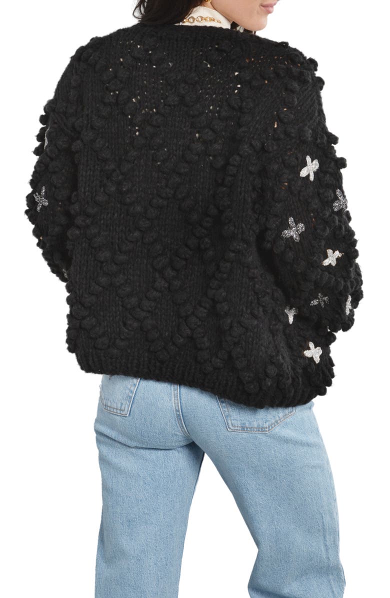 SAACHI Aria Crochet Cardigan, Alternate, color, Black