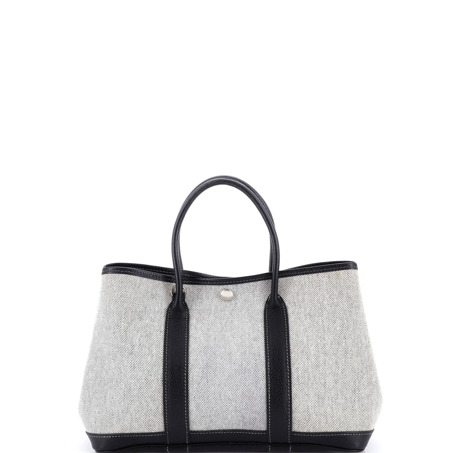 Pre-Owned Hermes Garden Party Tote Toile and Leather 30, Alternate, color, Noir
