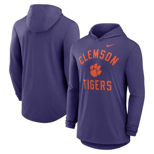Nike Purple Clemson Tigers Classic Arch Tri-blend Performance Long Sleeve Hoodie T-shirt In Purple