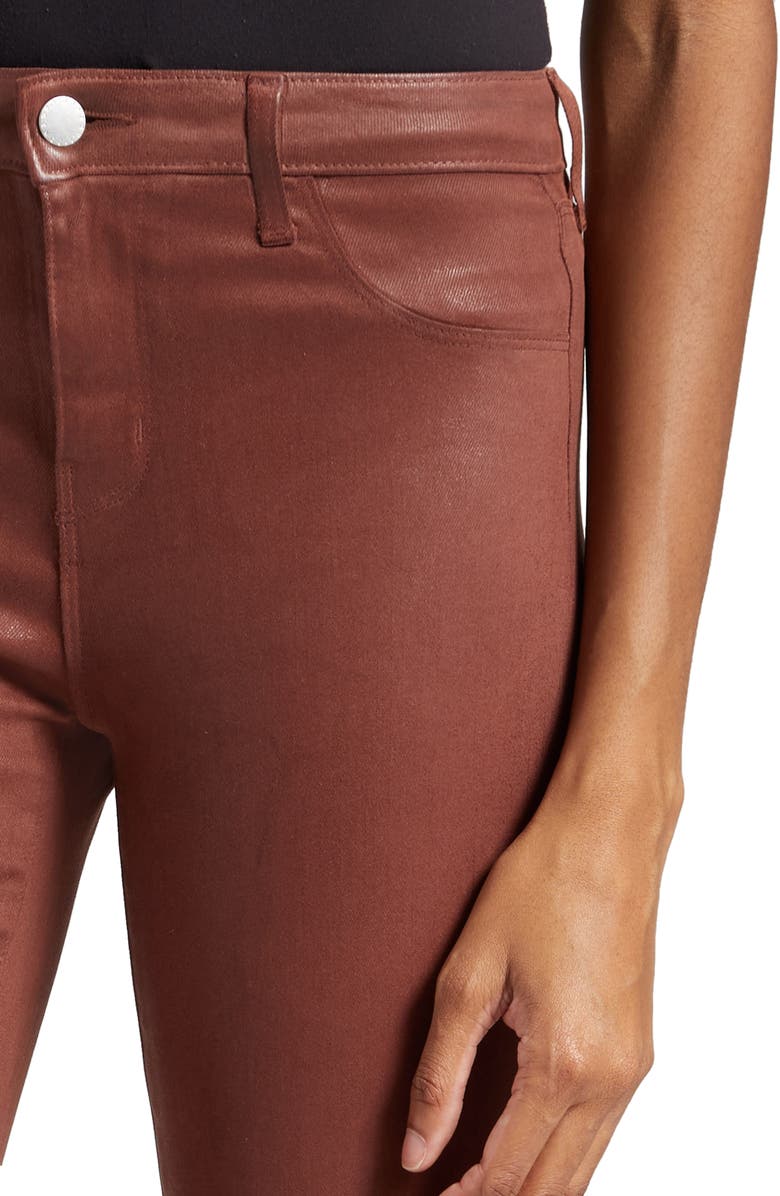 L'AGENCE Ruth High Waist Straight Leg Pants, Alternate, color, Dark Cinnamon Coated