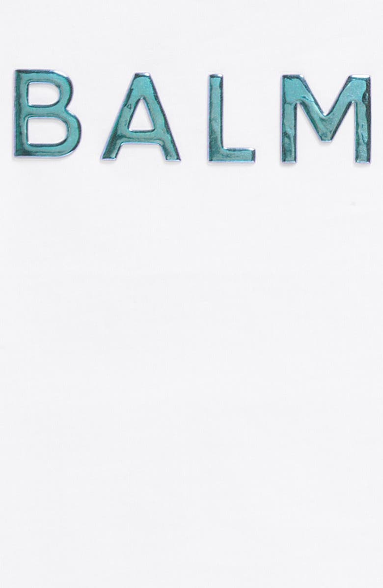 Balmain Kids' Shiny Logo Appliqué T-Shirt, Alternate, color,