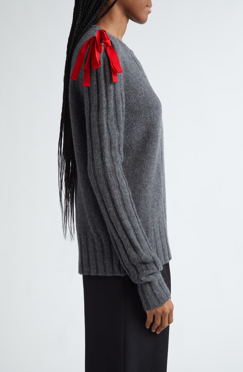 Molly Goddard Ozzy Bow Shoulder Wool Sweater, Alternate, color, 