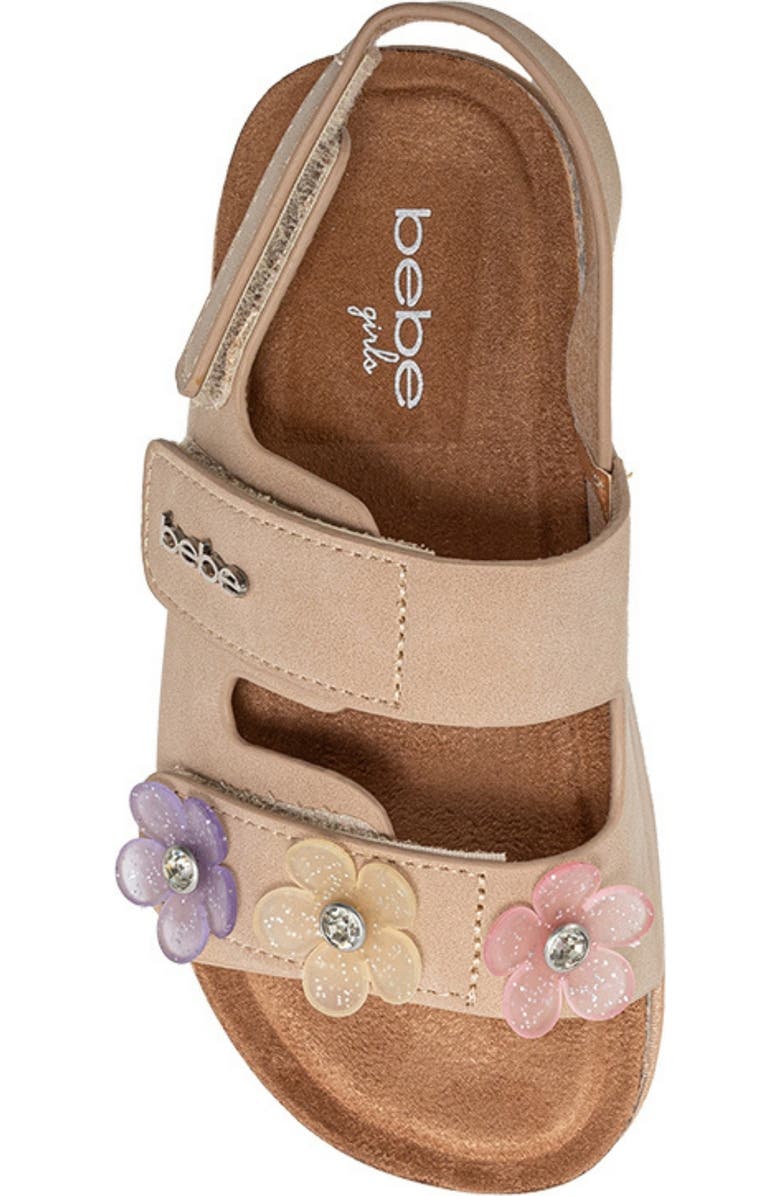 bebe Kids' Blossom Footbed Sandal, Alternate, color, Tan